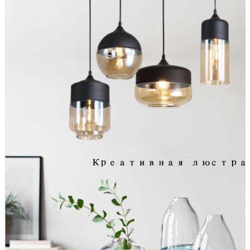 Modern Hanging Light Pendant Light with Bulb Nordic Loft Hanging Lamp LED Glass Pendant Lamp for Dinning Room Kitchen Home Decor