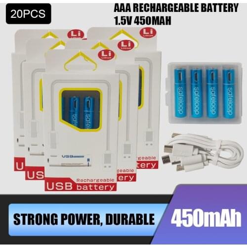 20pcs Technology! USB Rechargeable Battery 1.5V AAA 600mah li-polymer li-ion battery Remote control batteries, toy car batteries