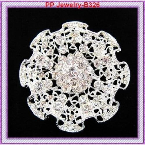 Retail!! Hot Selling Bling Bling Crystals Bright Silver Plated Alloy Flower Brooch Cheapest Price Pins