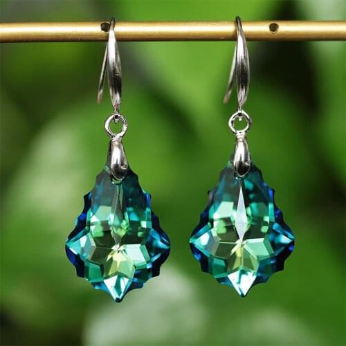 Vintage Sapphire Blue Water Drop Zircon Earring Fashion Long Hook Earrings for Womens Gift Dangle Earrings Hanging Jewelry