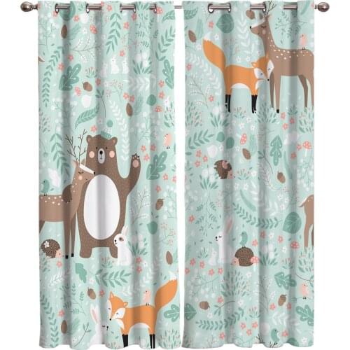 Forest Animal Theme Window Curtains Curtains for Living Room Decorative Items Living Room