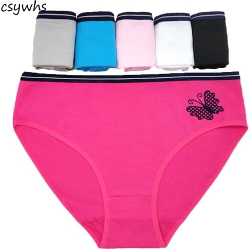 CSYWHS 6pcs Lot Womens Cotton Panties Plus Size Print Basic Briefs Breathable Mid Rise Lingerie Panties Intimates 2xl 3xl 4xl
