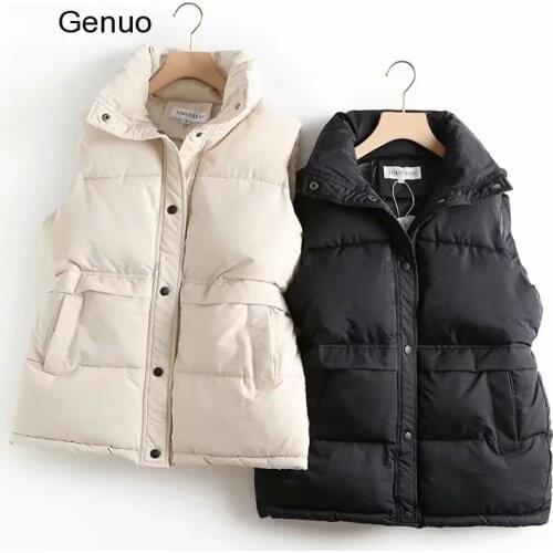 Womens Korean Style Solid Sleeveless Winter Keep Warm Winter Vest Coat Single Women Breasted Loose Thick Fashion Vest