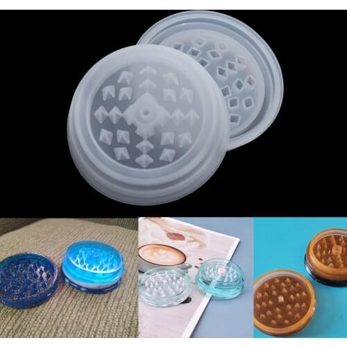 1set Tobacco Grinder Leaf Herbal Herb Smoke Spice Crusher Silicone Mould DIY Crafts Making Tools Epoxy Resin Mold Self-made Box