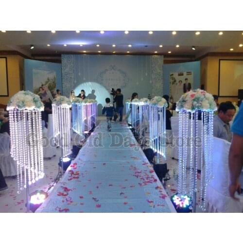 115cm Tall Rotated Crystal Pillar with beads strands Flower Stand Aisle Road Leads 10pcs/lot