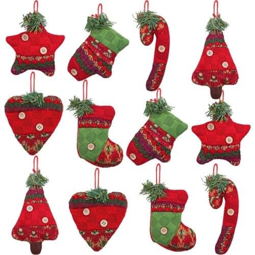 12 Pcs Christmas Tree Decorations Rustic Christmas Stocking Decorations Burlap Tree Ornaments Hanging Decorations Ball