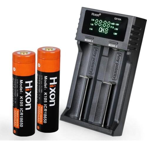 2pc battery and 2-slot charger 3000mAh 18650 Protected 3.7V Rechargeable li ion Battery for Flashlights Torch with PCB board