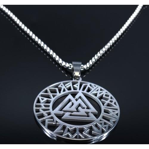 2021 New Viking Amulet Men Necklace Silver Color Stainless Steel Statement Necklace Chain Men Jewelry harf kolye N3083S01