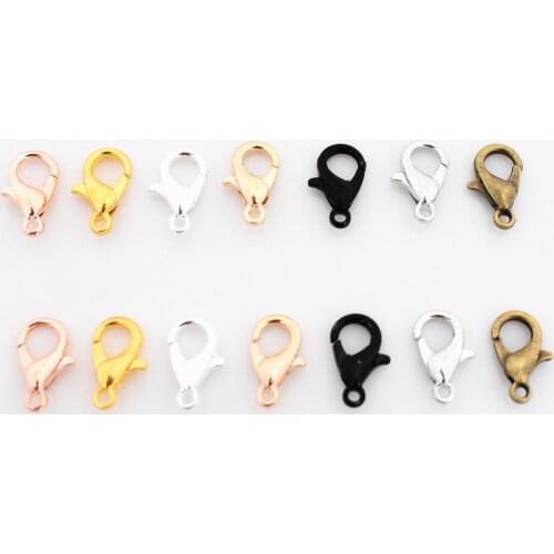 30pcs/lot 12*6mm 7 Colors Plated Fashion Jewelry Findings,Alloy Lobster Clasp Hooks for Necklace&Bracelet Chain DIY