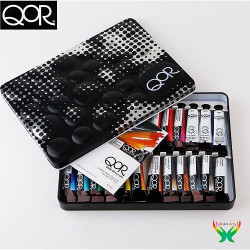 American QOR watercolor in 24 color iron box Solid pigment paints A gouache used by artists Suitable for students and beginners