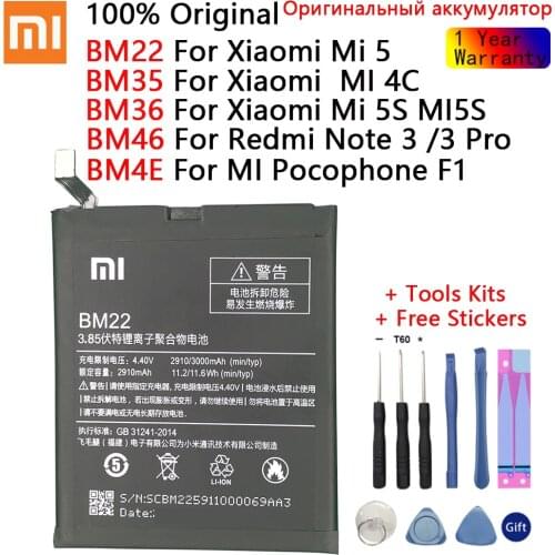 BM35 BM36 BM22 BM4E BM46 Battery For Xiao Mi Mi5 5S 4C Pocophone F1 Redmi 3 Pro Replacement Phone Bateria High Capacity