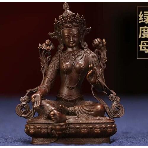 Buddhist pocket Travel Carry-on Accompanying talisman bless safety good luck Tibet Handmade Bodhisattva Tara Green Buddha statue