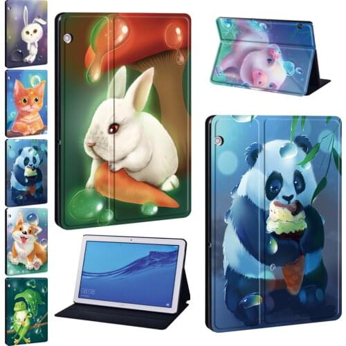 Case for Huawei MediaPad T3 8.0/T3 10 9.6"/ T5 10 10.1" /M5 Lite 10.1"/M5 10.8" Animal Print Pattern Anti-fall Protective Cover