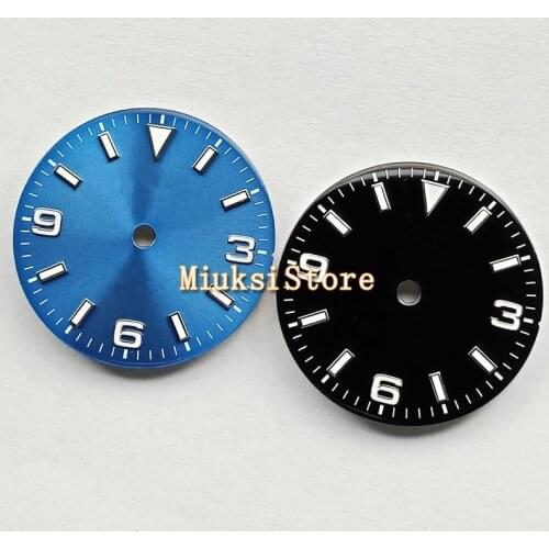 29mm black sterile watch dial parts fit for NH35 NH36 automatic movement luminous marks Arabic numerals