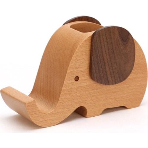 Wooden Crafts Creative Elephant Pen Holder Office Supplies Storage Desktop Decoration Gifts Desktop Organizer Box