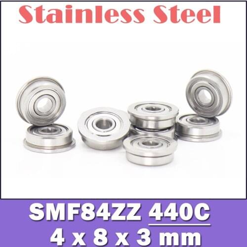 SMF84ZZ Flange Bearing 4x8x3 mm 10PCS Double Shielded Stainless Steel Flanged SMF84 Z ZZ Ball Bearings SMF84Z SMF84-2Z MF84 ZZ