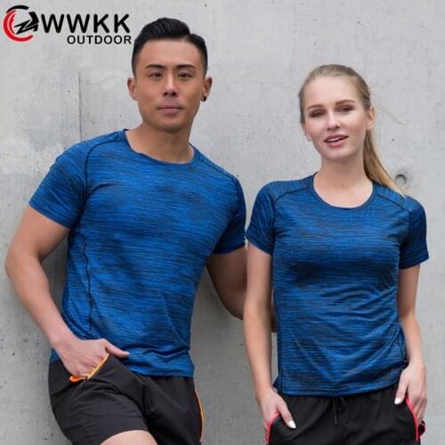 WWKK Quick Dry Sport T Shirt Men Women Running Fitness Shirts Short Sleeve Round Neck Tshirt Compression Jersey Sportswear