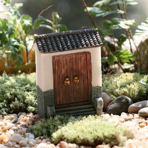 Resin Crafts Open Door Model Mini Fairy Garden Miniatures DIY Doll House Landscape Decoration