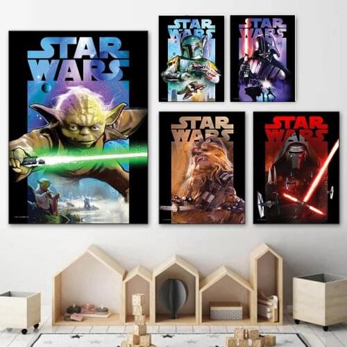 Disney Anime Canvas Paintings Star Wars Vader Yoda Retro Portrait Posters and Prints Wall Art Picture for Living Room Home Decor