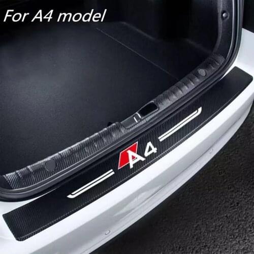 Leather Car Rear Bumper Stickers For Audi A4 Trunk Guard Plate Molding Car Logo Carbon Fiber Stickers style Interior Accessories