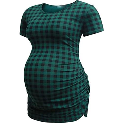 Summer New Fashion Women Maternity Tops Short Sleeve Lattice Print Tops Pregnancy Cozy Casual T-shirt Clothes blusas maternidad