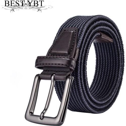 Best YBT Unisex Canvas Belt Alloy Pin Buckle Belt Retro Weaving Elasticity Cowboy Pants Casual Sport Men And Women Hot Belt