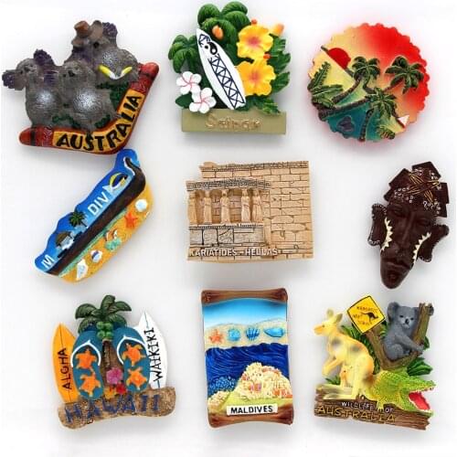 Fridge magnet Australia kangaroo koala refrigerator paste 3D magnetic refrigerator paste African Greek temple in Maldives Saipan