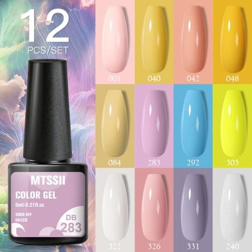 Mtssii 12/6Pcs Nail Polish Gel Varnish Set For Manicures 6MLUV Gel Nail Purple Pink Glitter Holographics Soak Off UV Nail Gel
