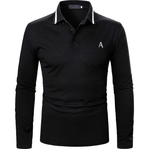 2021 Mens Polo Shirt New Solid Color Long Sleeve Casual Polo Shirt Mens Fashion Autumn Lapel Breathable Top Loose Large Size