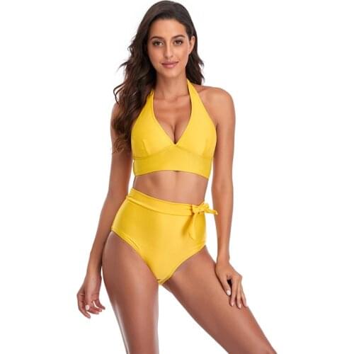 2021 New Sexy High Waist Bikini Swimwear Women Push Up Swimsuit Female Plus Size Bikini Set Bather Bathing Suit Beachwear