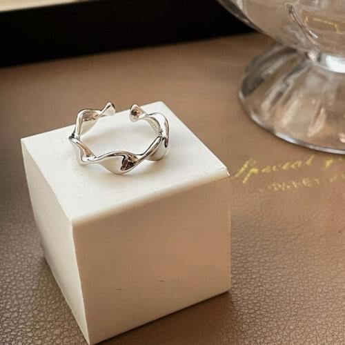 New 925 Sterling Silver Irregular Rings Creative Vintage Twisted Curved Rings For Women Girls Fashion Jewelry Gift
