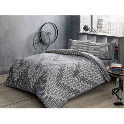 Taç Ranforce Single Duvet Cover Set Lee Gray