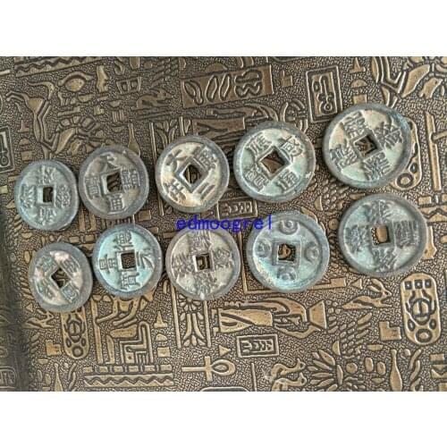 Rare old Chinese QingDyansty bonze money coin statue,6 pieces/pack,3.5(D)CM,Free shipping