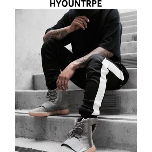 2018 New Autumn Mens Sweatswear Pants Hip Hop Side Stripe Elastic Waist Retro Fashion Sweatpants
