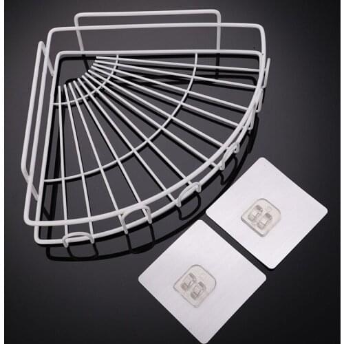 Bathroom Triangular shelf Household vanity wall hanging storage rack iron free punching bathroom wall finishing rack