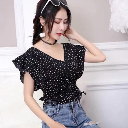 Vintage Puff Slevee Floral Blouse Summer V Collar Women Short Designer Tops Sexy Backless Lace Up Crop Top Blouse