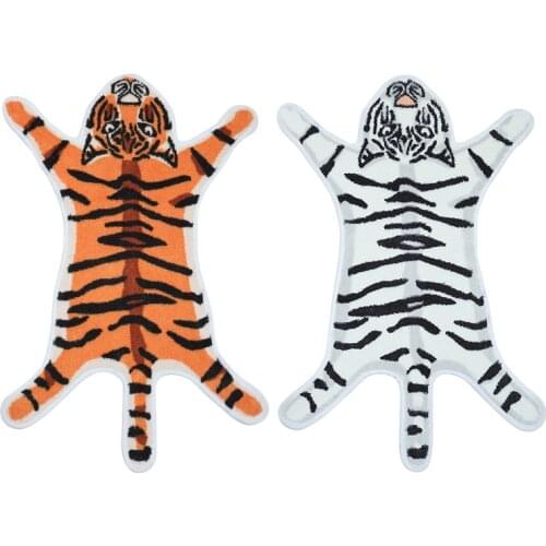 54.5*82cm Cartoon Tiger Shape Entrance Door Mat Absorbent Bath Rug Home Anti-Skip Soft Plush Floor Carpet Bathroom