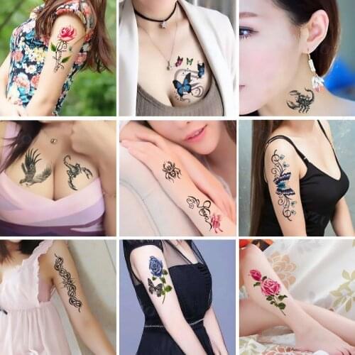 Temporary Tattoo Stickers Butterfly Flower Eagle Scorpion Men And Women Small Size Art Tattoo Neck Hip Arm Chest