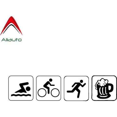 Aliauto Funny Car Sticker Triathlon Swim Bike Run and Beer Vinyl Decoration Waterproof Reflective Creative Decal,17cm*4cm