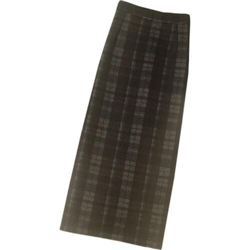 Women High Waist Plaid Skirts 2020 Winter package Hip Woolen Skirts Plus Size Fashion Vintage Work OL Skirt Pencil Skirt