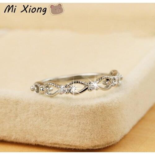 Mi Xiong Sterling Silver 925 Rings for Women Luxury Design Hollow Art Crystal Exquisite Charm Brand Wedding Jewelry Fine Cute