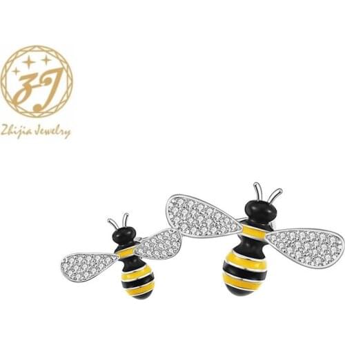 Zhijia New Arrival Fashion Delicate Lifelike Bee Pins Brooches For Women Luxury Crystal Rhinestone Brooches Jewelry