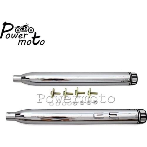 1Pair Motorcycle Chrome 45mm Exhaust Muffler Vintage Slip On Silencer Pipe For Harley Dual Exhaust Touring Models 1995-Later