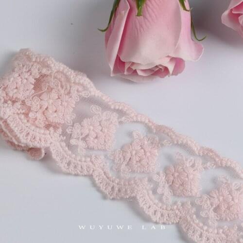 15yards pink cotton flowers lacing trims lace Ribbons DIY Sewing Handmade Accessories for Bridal Bridesmaid Dress Cuffs Garments