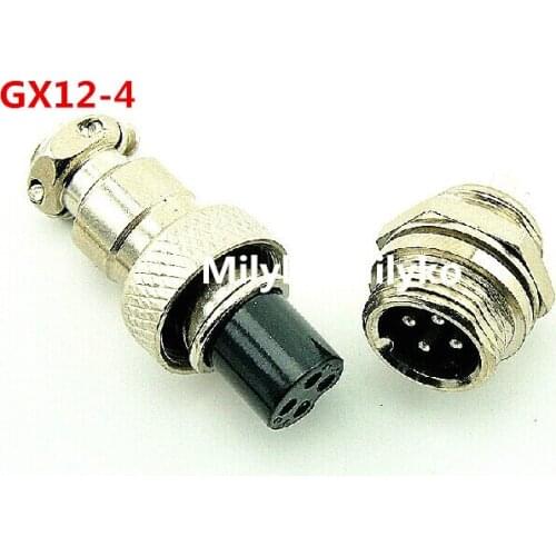 20pair Male & Female Diameter 12mm Wire Panel Connector GX12 4P GX12-4 M12 circular connector Socket Plug