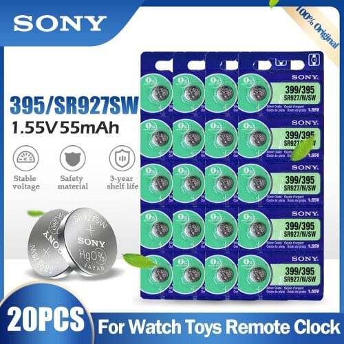 20PCS Original Sony 395 399 AG7 SR927SW SR927W SR927 LR927 LR927W 1.55V Silver Oxide Battery For Watch Toys Remote Button Cell