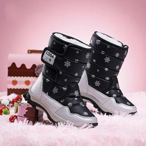 2019 Brand winter children shoes girl and boy boots water-proof leather kids snow boots plush waterproof fashion shoes