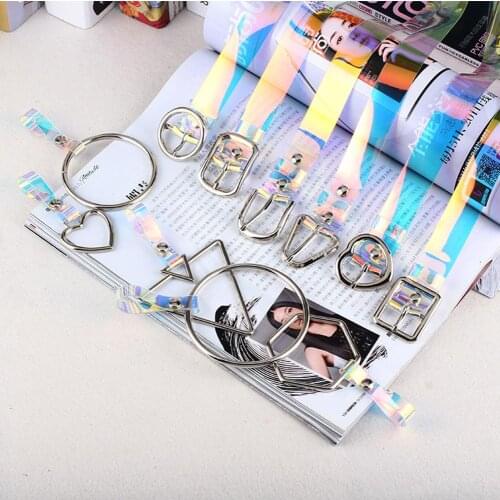 2019 New Women Waist Belt Laser Metal Buckle Casual Decoration Pin Transparent Fashion Lady Girls Waistband 100cm