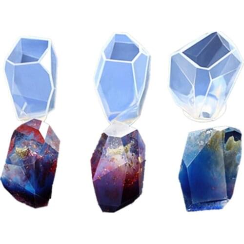 3pcs/pack Gem Stone Crystal Resin Casting Molds DIY Aromatherapy Candle Making Silicone Polymer Clay Crafting Resin Epoxy Mold