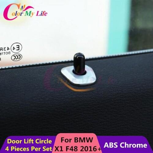 Color My Life 4 Pcs ABS Chrome Car Door Lock Lift Button Circle Cover Trim Sticker for BMW X1 F48 2016 2017 2018 Car Accessories